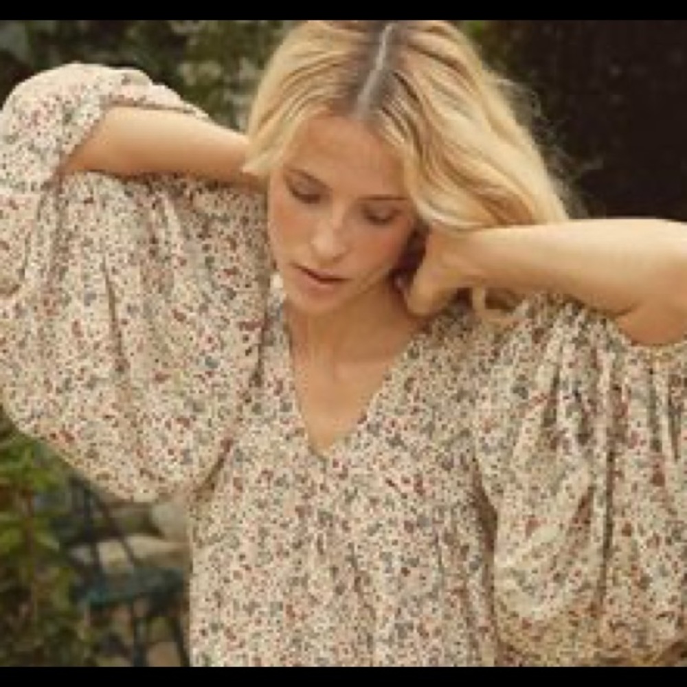 NWT Doen silk savona top in cream salt claude paisley - Picture 2 of 8